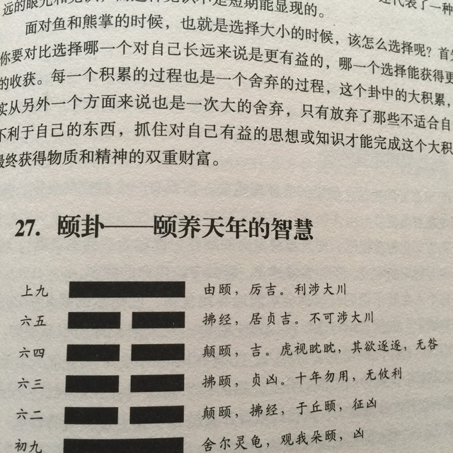 占卜得到颐卦，问事业遇到此爻，则是临渊羡鱼，不如退而结网