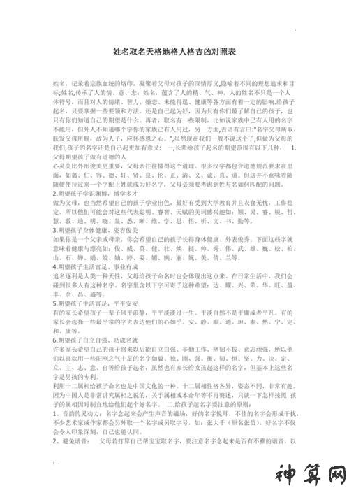 五格姓名测试打分及分析,姓名天格地格人格测算